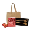 Jamie Oliver Cookbook with Salt & Pepper Timber Salad Servers & Jute Bag
